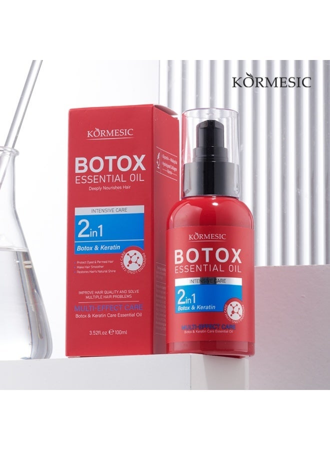 Kormesic Botox Essential Oil 100ml Deeply Nourishes Hair 2 in 1 Botox And Keratin Care Essential Oil Protect Dyed & Permed Hair Make Hair Smooth Restore Hair Natural Shine - Image 2